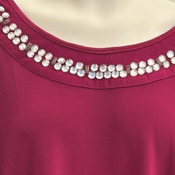 NOTATIONS Short Sleeve Burgundy Top - Picture 2 of 4